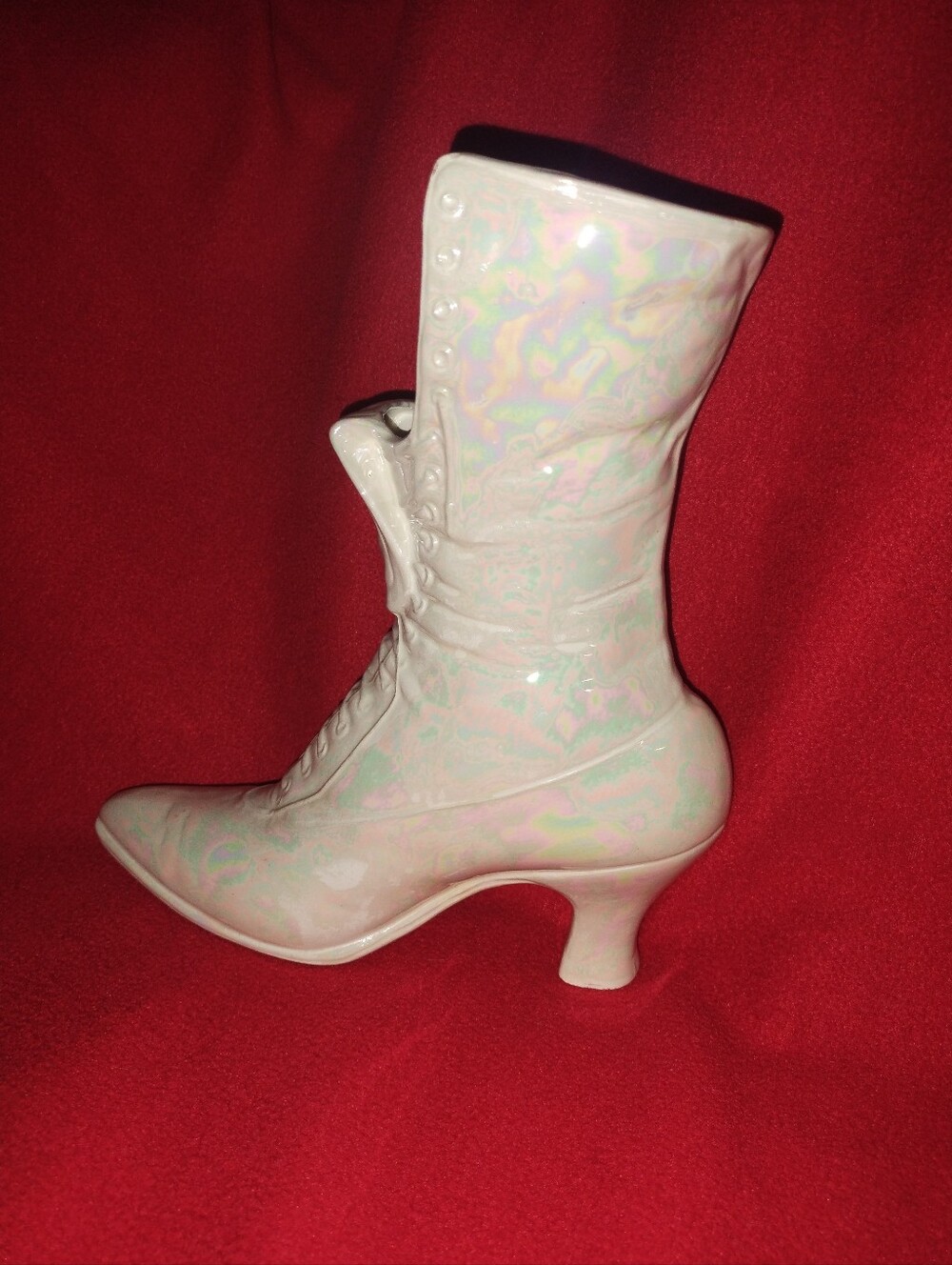 Vintage Ceramic Victorian Ladies Lace Up Boot Vase Planter Decorative Decor